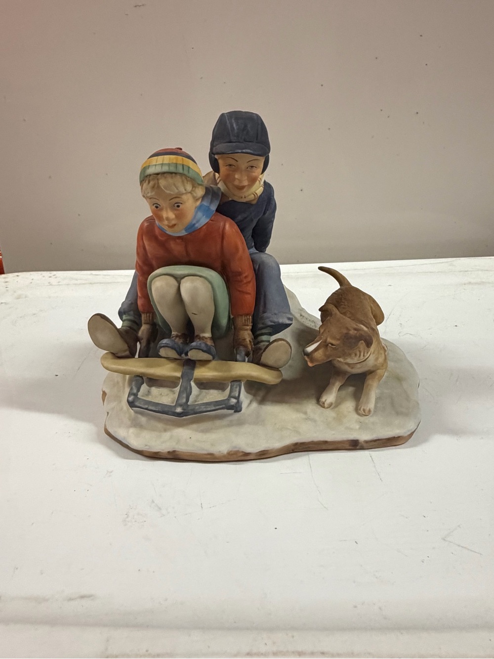 Vintage Gorham Norman Rockwell Downhill Daring Fig First Edition Winter Sled